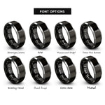 font options for inside engraving on black & silver rivet rings