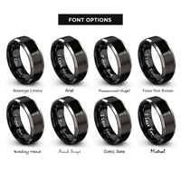 font options for inside engraving on black & silver rivet rings