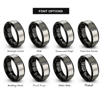 font options for inside engraving on black & gray rivet rings