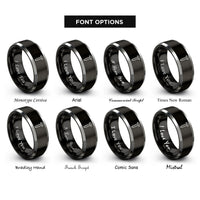 font options for inside engraving on black & grey rivet rings