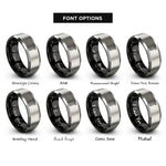 font options for inside engraving on black & grey rivet rings