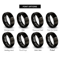 font options for inside engraving on black rivet rings