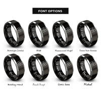 font options for inside engraving on black & gray rivet panel gear rings