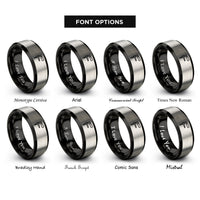 font options for inside engraving on black & grey rivet setter rings