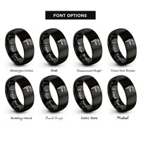 font options for inside engraving on black rivet setter rings