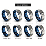 font options for inside engraving on blue & gray rj45 jack rings