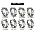 font options for inside engraving on silver rj45 jack rings