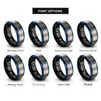 font options for inside engraving on black & blue & silver rj45 plug rings