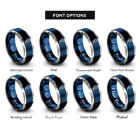 font options for inside engraving on blue & gray rj45 plug rings