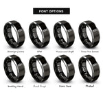 font options for inside engraving on black & silver rna strand rings