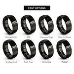 font options for inside engraving on black rna strand rings