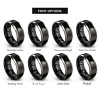 font options for inside engraving on black & silver road cyclist rings