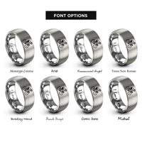font options for inside engraving on silver road cyclist rings