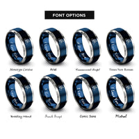 font options for inside engraving on blue & gray road cyclist sprint rings
