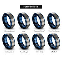 font options for inside engraving on blue & silver road cyclist sprint rings