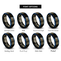 font options for inside engraving on gunmetal & blue road cyclist sprint rings