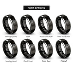 font options for inside engraving on black & silver road roller rings