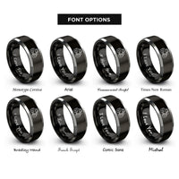 font options for inside engraving on black & silver road roller rings