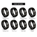 font options for inside engraving on black road roller rings