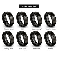 font options for inside engraving on black road roller rings