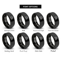 font options for inside engraving on black road roller rings