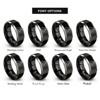 font options for inside engraving on black & grey road stripe rings