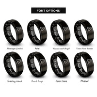 font options for inside engraving on black road stripe rings