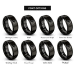 font options for inside engraving on black road stripe rings