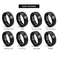 font options for inside engraving on black roaring dragon rings