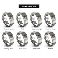font options for inside engraving on gray roaring dragon rings