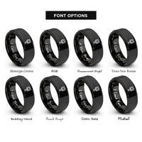 font options for inside engraving on black robertson square rings