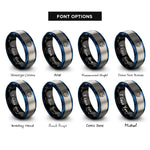 font options for inside engraving on black & blue & silver robinson projection rings
