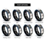 font options for inside engraving on black & blue & silver robinson projection rings