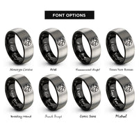 font options for inside engraving on black & silver robinson projection rings