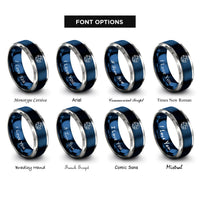 font options for inside engraving on blue & grey robinson projection rings