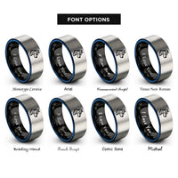 font options for inside engraving on black & blue & silver robo dog rings