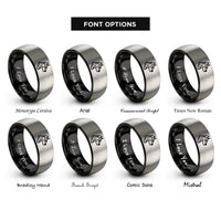 font options for inside engraving on black & gray robo dog rings