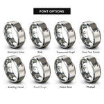 font options for inside engraving on gray robot arm rings