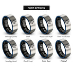 font options for inside engraving on black & blue & grey robot rings
