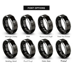 font options for inside engraving on black & silver robot rings