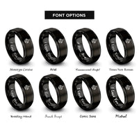 font options for inside engraving on black robot rings