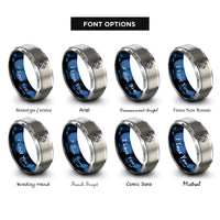 font options for inside engraving on blue & gray robot rings