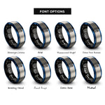 font options for inside engraving on black & blue & gray robot hand rings