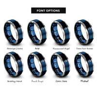 font options for inside engraving on blue & gray robot hand rings