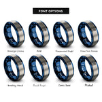 font options for inside engraving on blue & gray robot hand rings