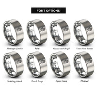 font options for inside engraving on silver robot hand rings