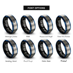 font options for inside engraving on black & blue & silver robot mascot rings