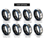 font options for inside engraving on black & blue & grey robot mascot rings