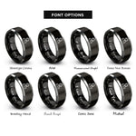 font options for inside engraving on black & silver robot operator rings