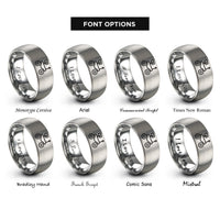 font options for inside engraving on grey robot rover rings